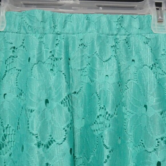 NOTATIONS | medium | Turquoise Lined Lace Skirt | Stretchy Waistband | NWOT - Picture 4 of 15